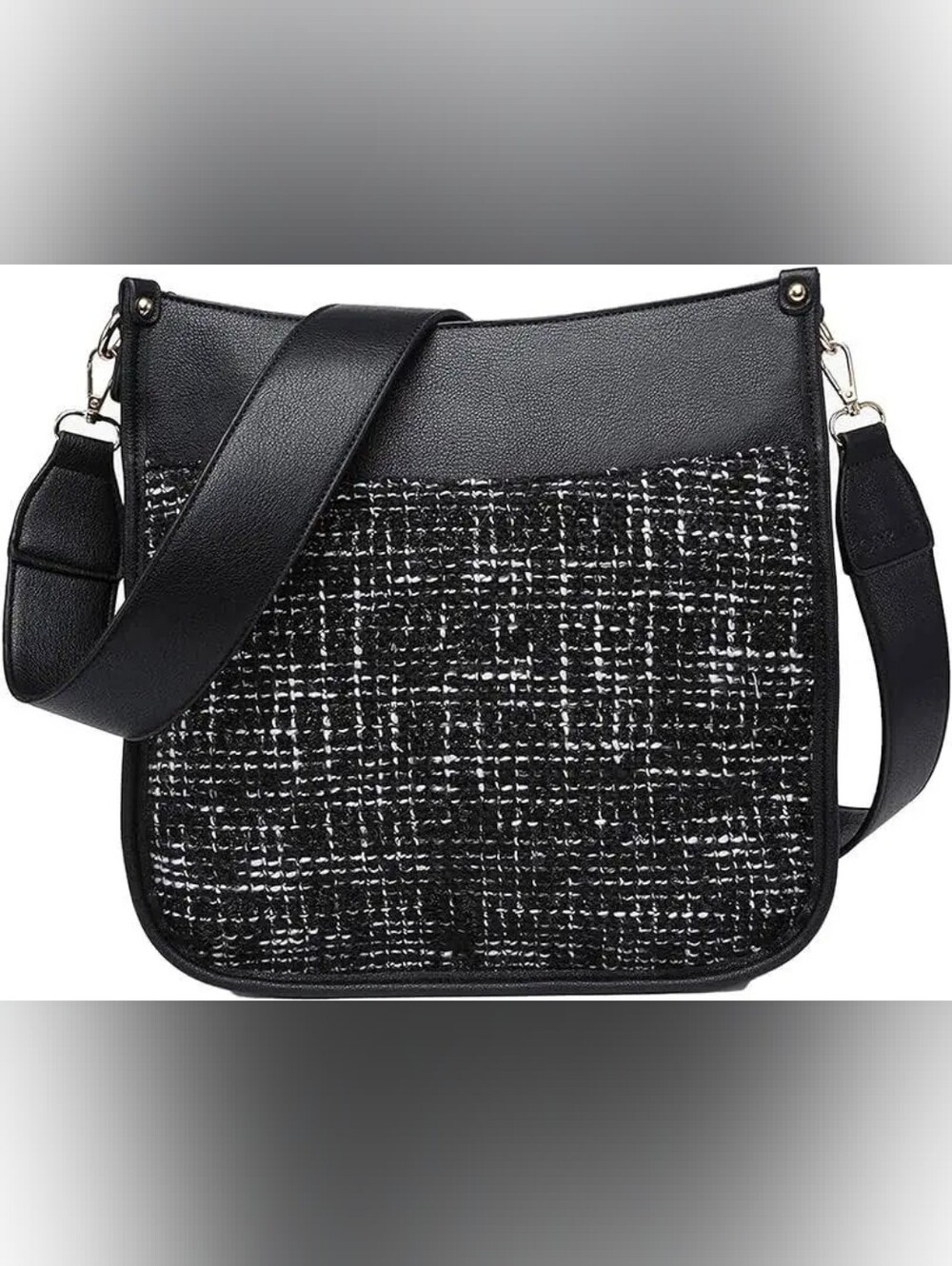 Jen & Co. Chloe Tweed Crossbody Bag in Black New